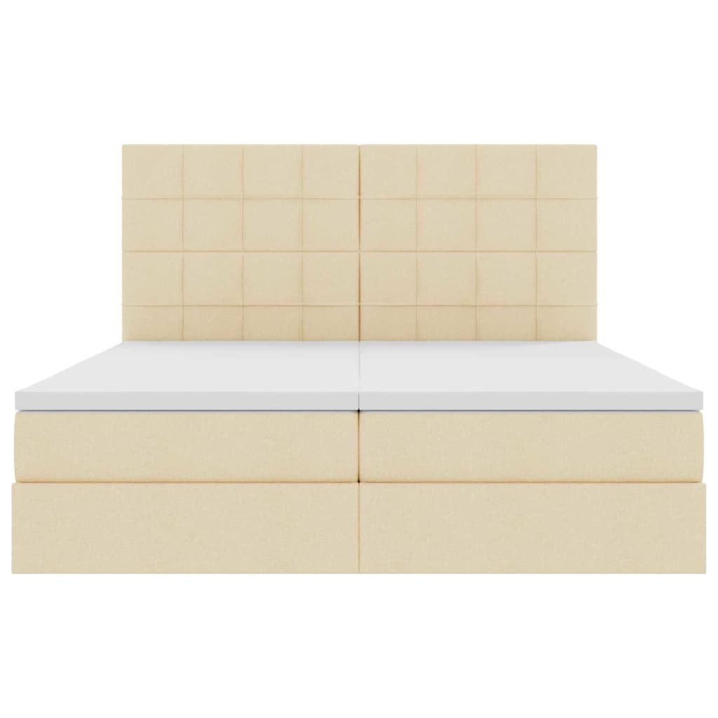 Krevet s od storage s uzglavljem Krema 180 x 200 cm Tkanina