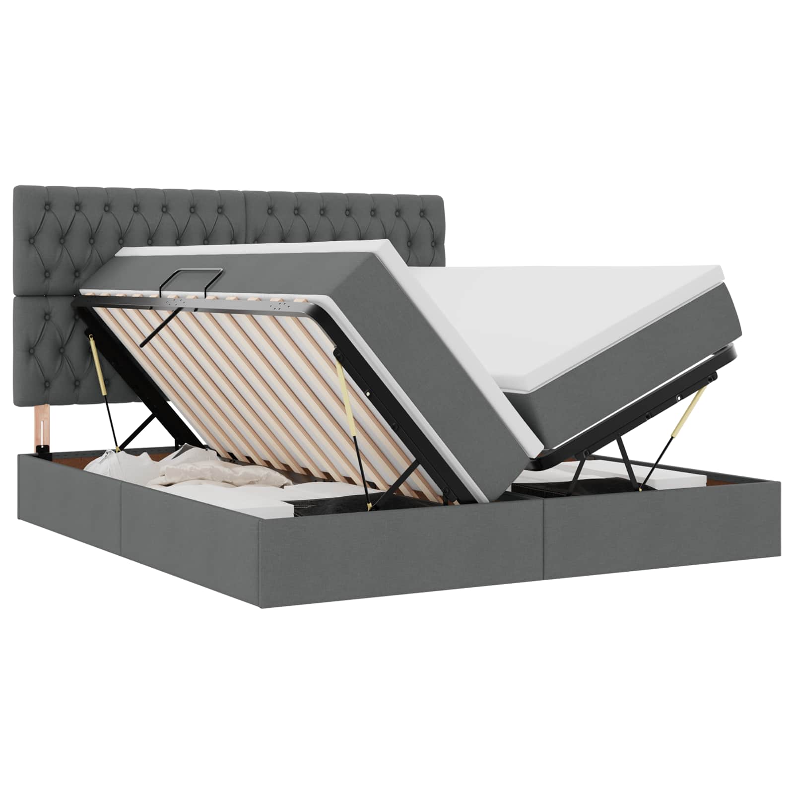 Krevet s od storage Tamno siva 180 x 200 cm Lažna koža
