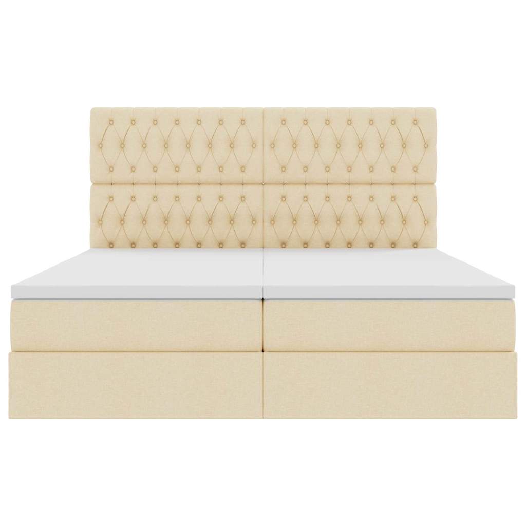 Krevet s od storage s uzglavljem Krema 180 x 200 cm Tkanina