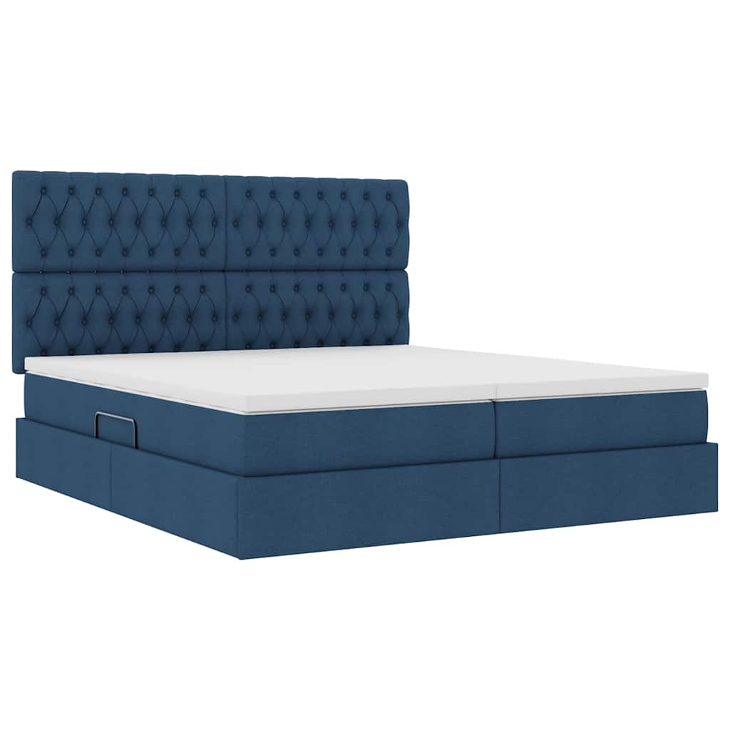 Krevet s od storage s uzglavljem Plava 180 x 200 cm Tkanina