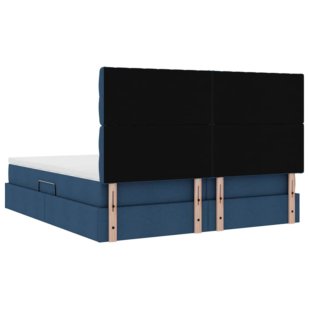 Krevet s od storage s uzglavljem Plava 180 x 200 cm Tkanina