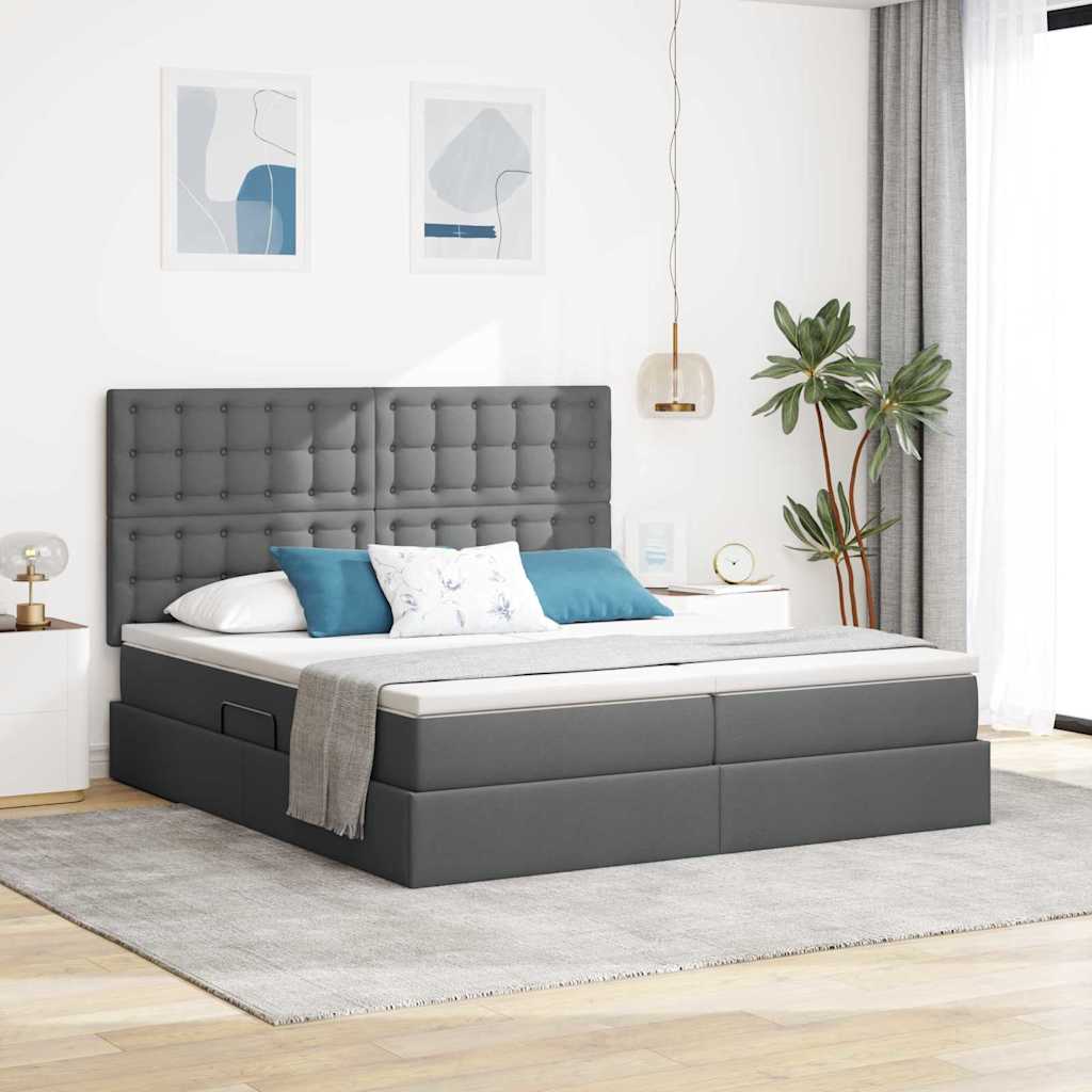 Krevet s od storage s uzglavljem Tamnosiva 180 x 200 cm Tkanina