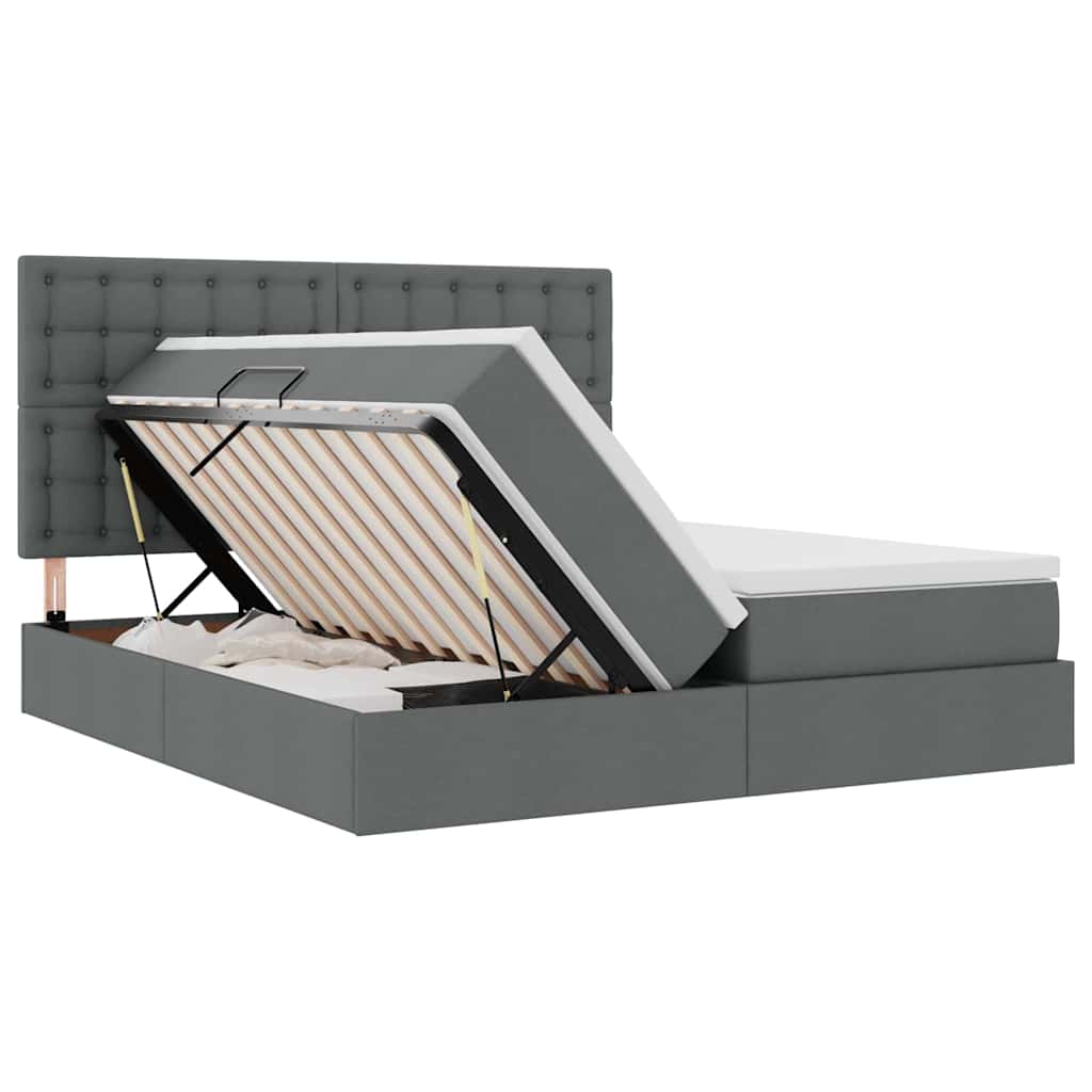 Krevet s od storage Tamno siva 180 x 200 cm Lažna koža