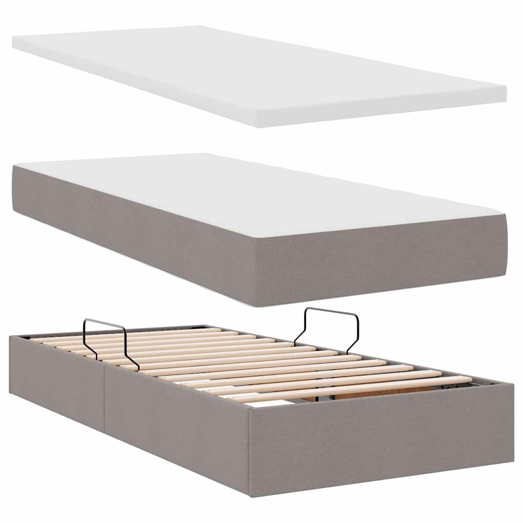 Krevet s od storage s uzglavljem Sivosmeđa 180 x 200 cm Tkanina