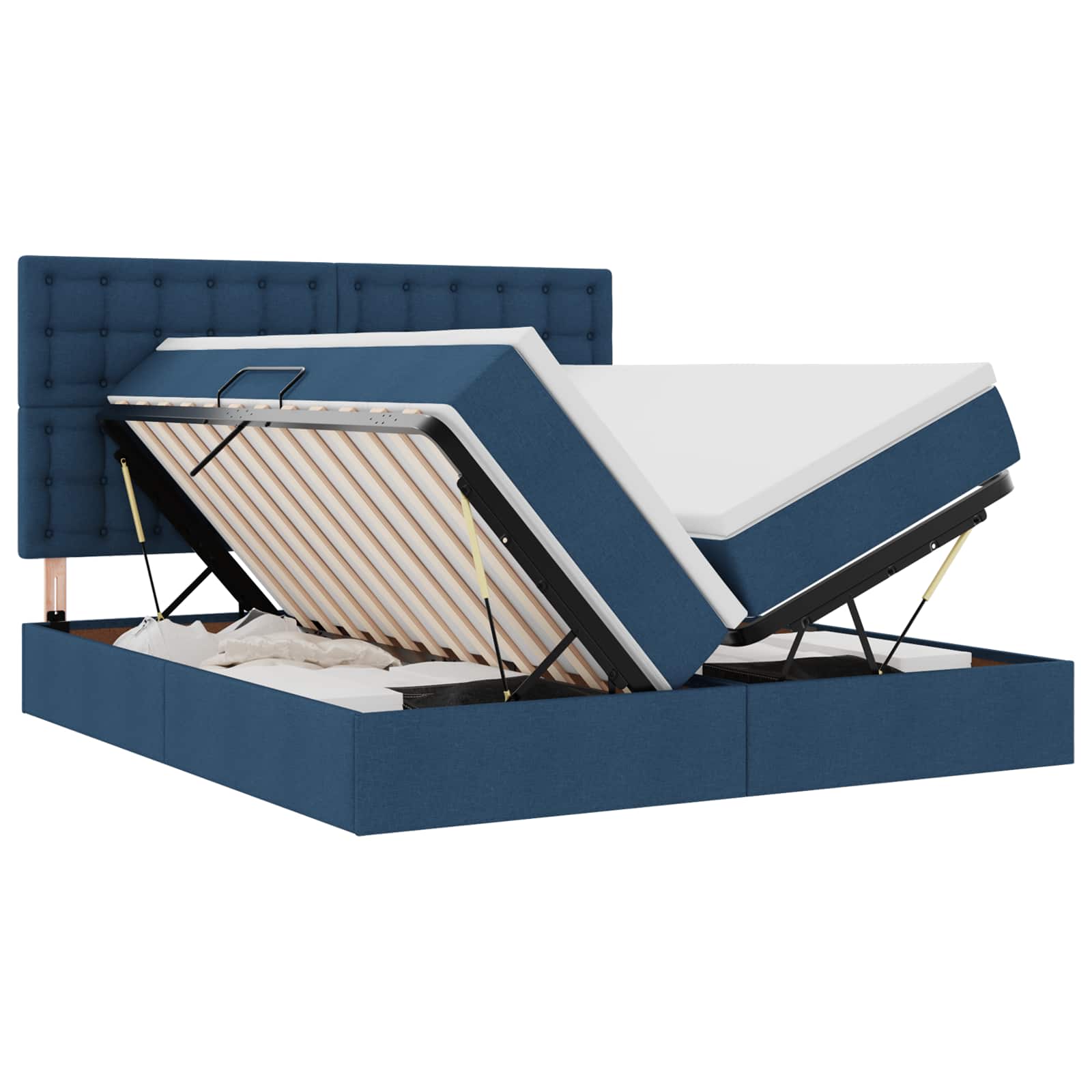 Krevet s od storage s uzglavljem Plava 180 x 200 cm Tkanina