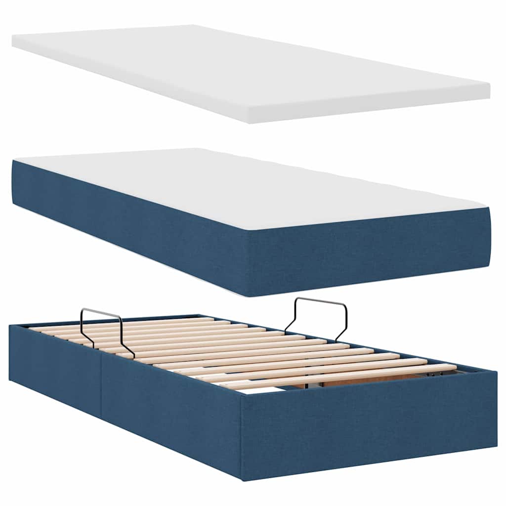 Krevet s od storage s uzglavljem Plava 180 x 200 cm Tkanina