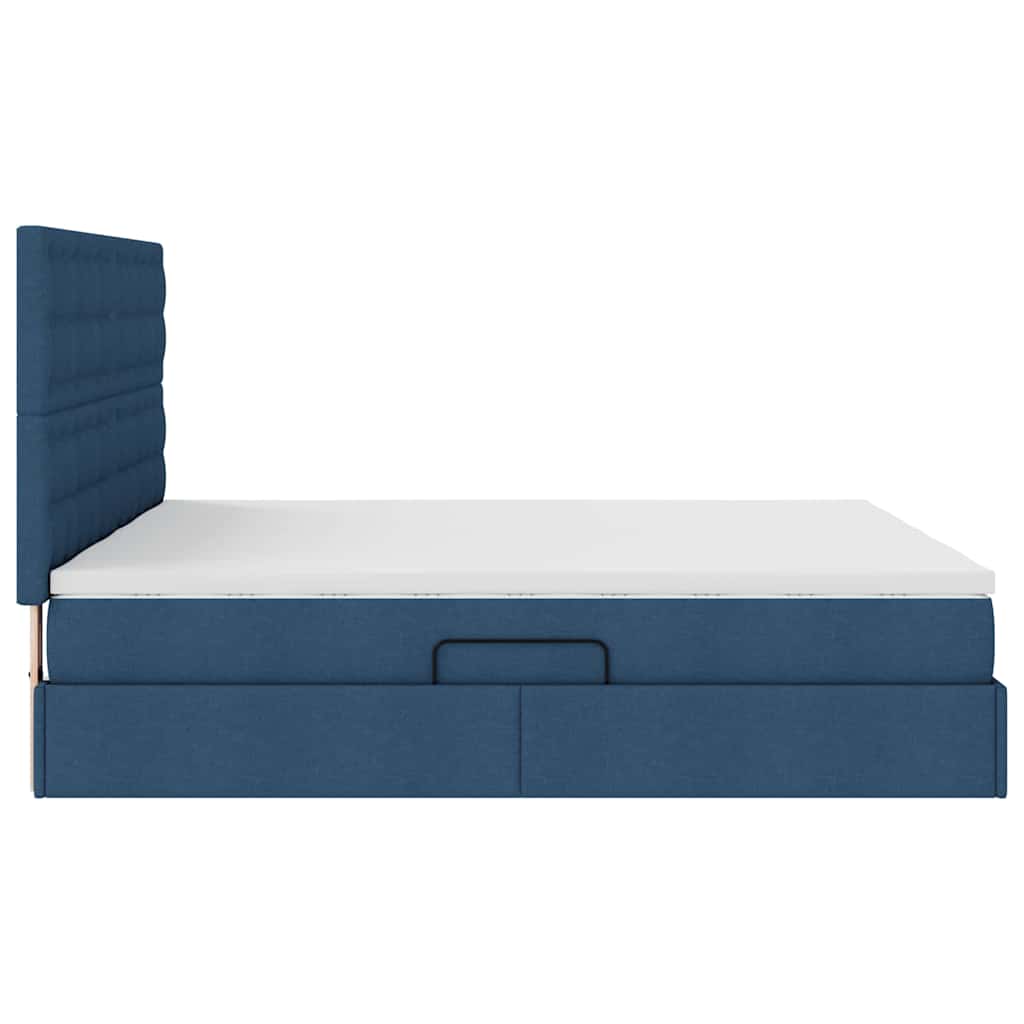 Krevet s od storage s uzglavljem Plava 180 x 200 cm Tkanina