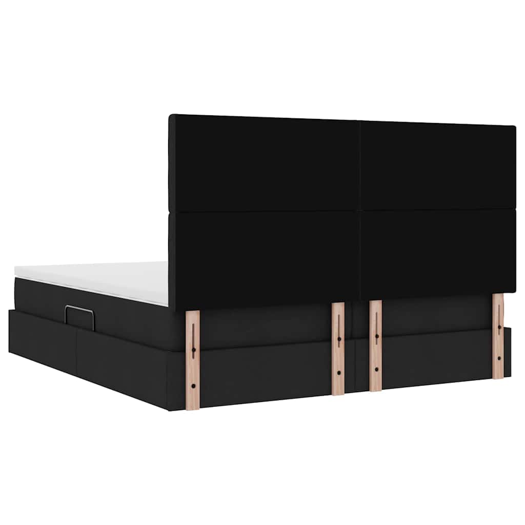 Krevet s od storage s uzglavljem Crna 200 x 200 cm Tkanina