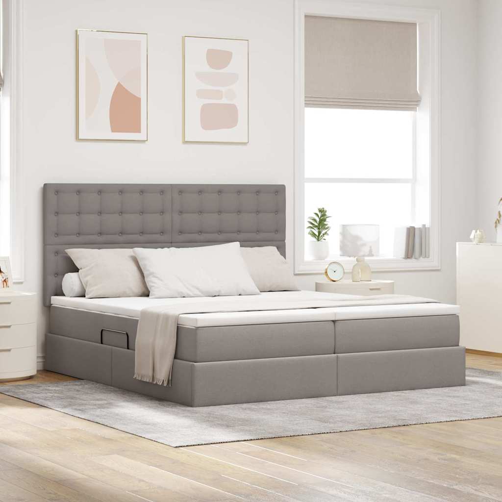 Krevet s od storage s uzglavljem Sivosmeđa 200 x 200 cm Tkanina