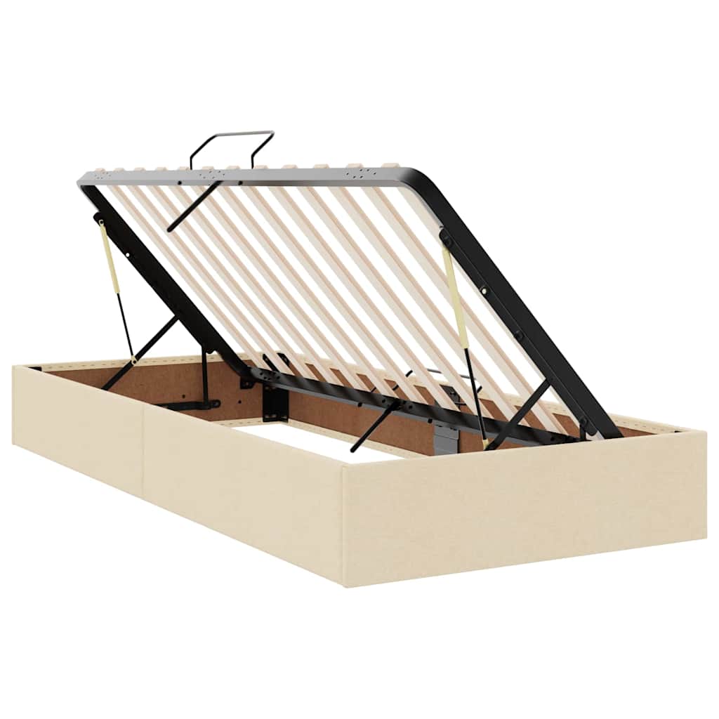 Krevet s od storage s uzglavljem Krema 200 x 200 cm Tkanina