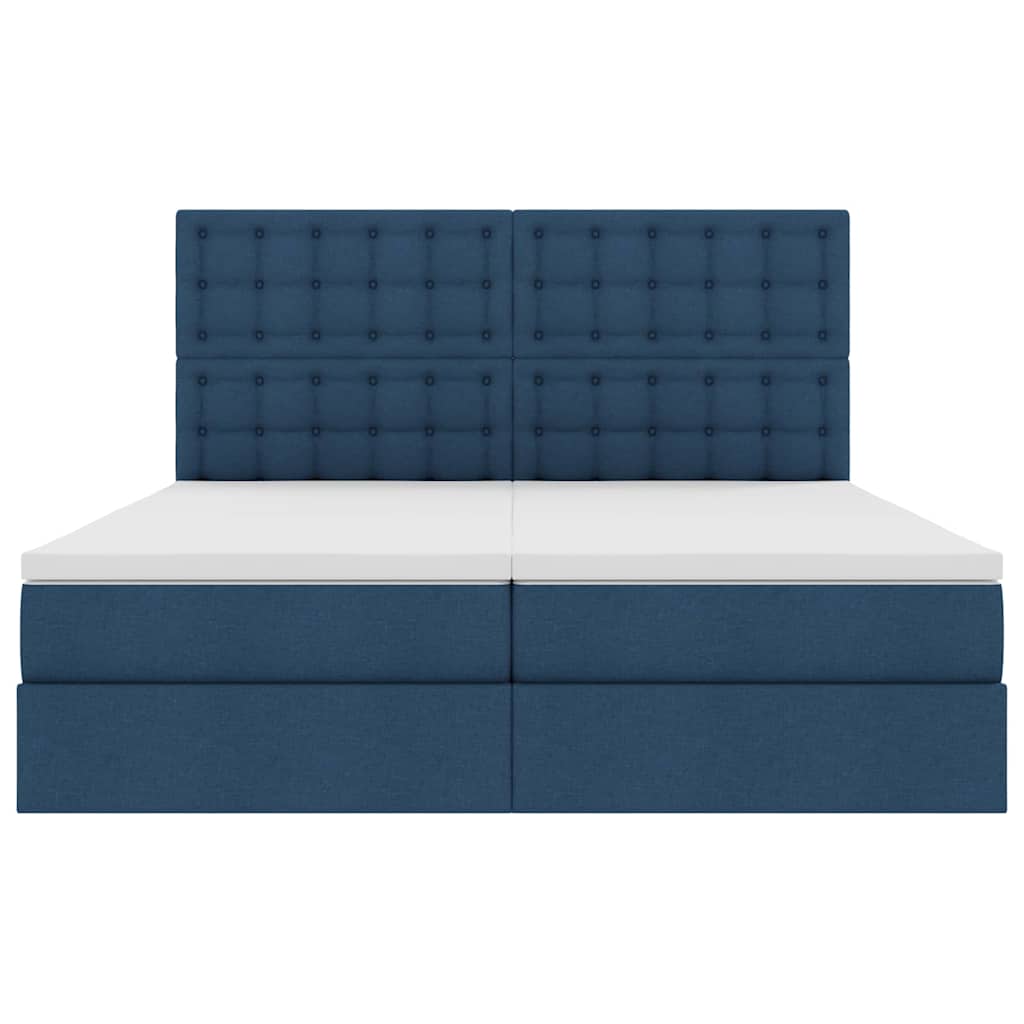 Krevet s od storage s uzglavljem Plava 200 x 200 cm Tkanina