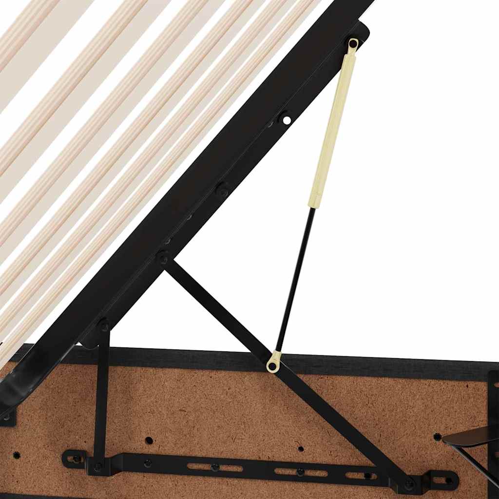 LED krevet za pohranu s madracem Crna 90 x 200 cm Tkanina