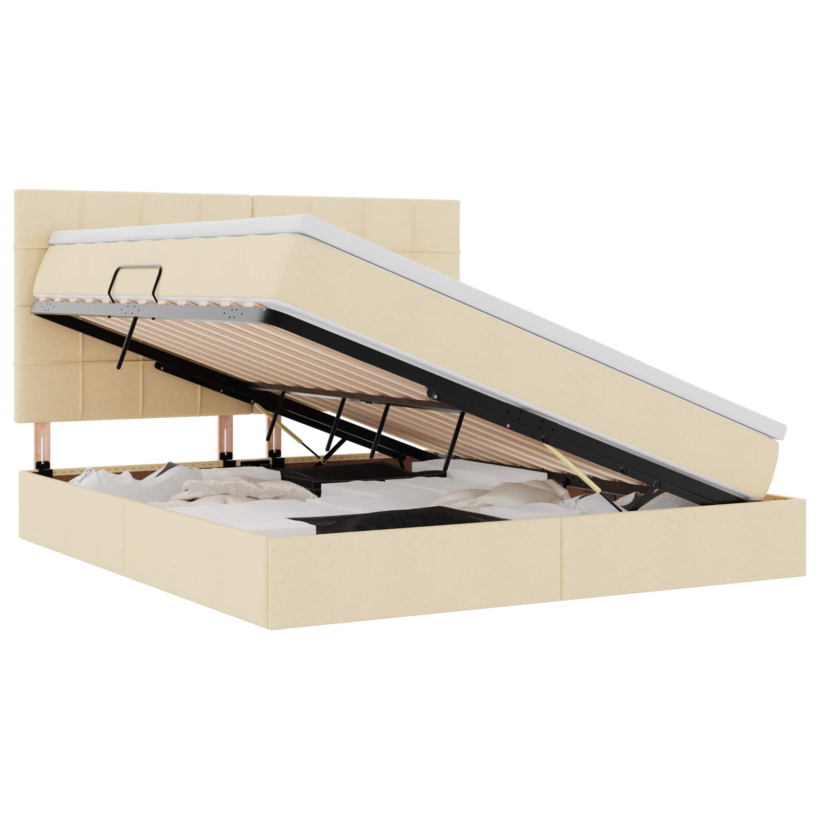 Krevet s prostorom za pohranu s LED-om Krema 160 x 200 cm