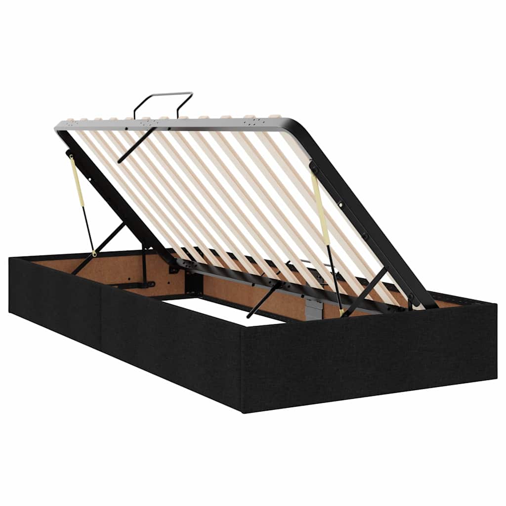 LED krevet za pohranu s madracem Crna 90 x 200 cm Tkanina