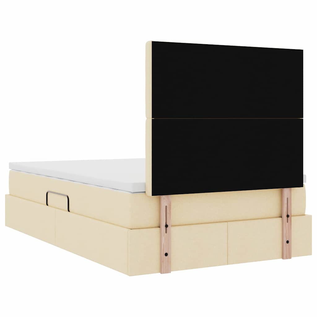 LED krevet za pohranu s madracem Krem 120 x 190 cm Tkanina