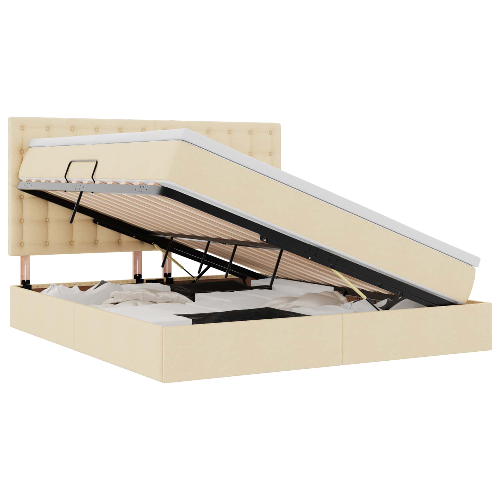Krevet s prostorom za pohranu s LED-om Krema 160 x 200 cm