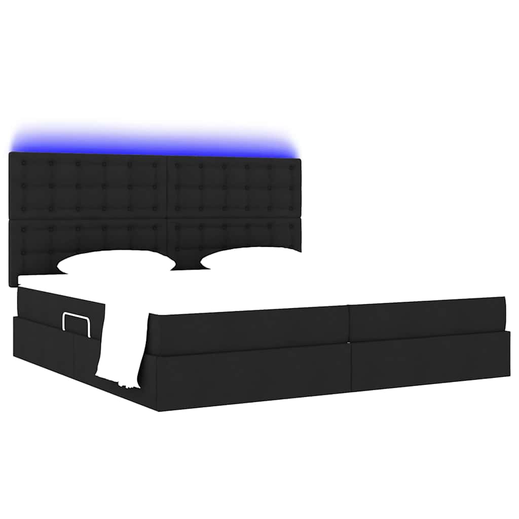 LED krevet za pohranu s madracem Crna 200 x 200 cm Tkanina