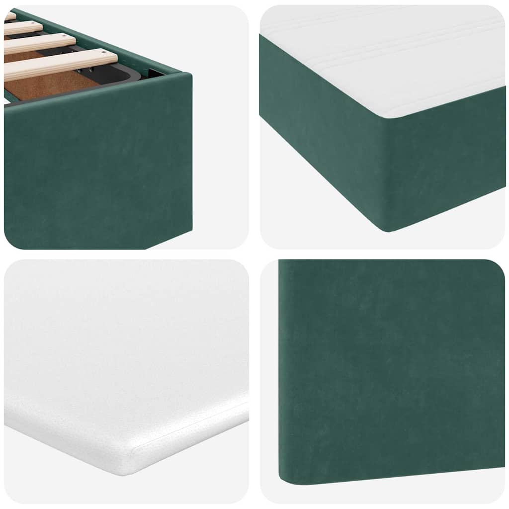 LED krevet za pohranu s madracem Tamnozelena 100 x 200 cm