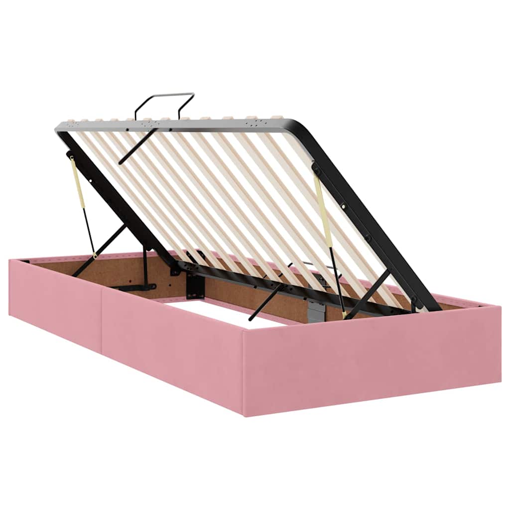 LED krevet za pohranu s madracem Ružičasta 100 x 200 cm Baršun