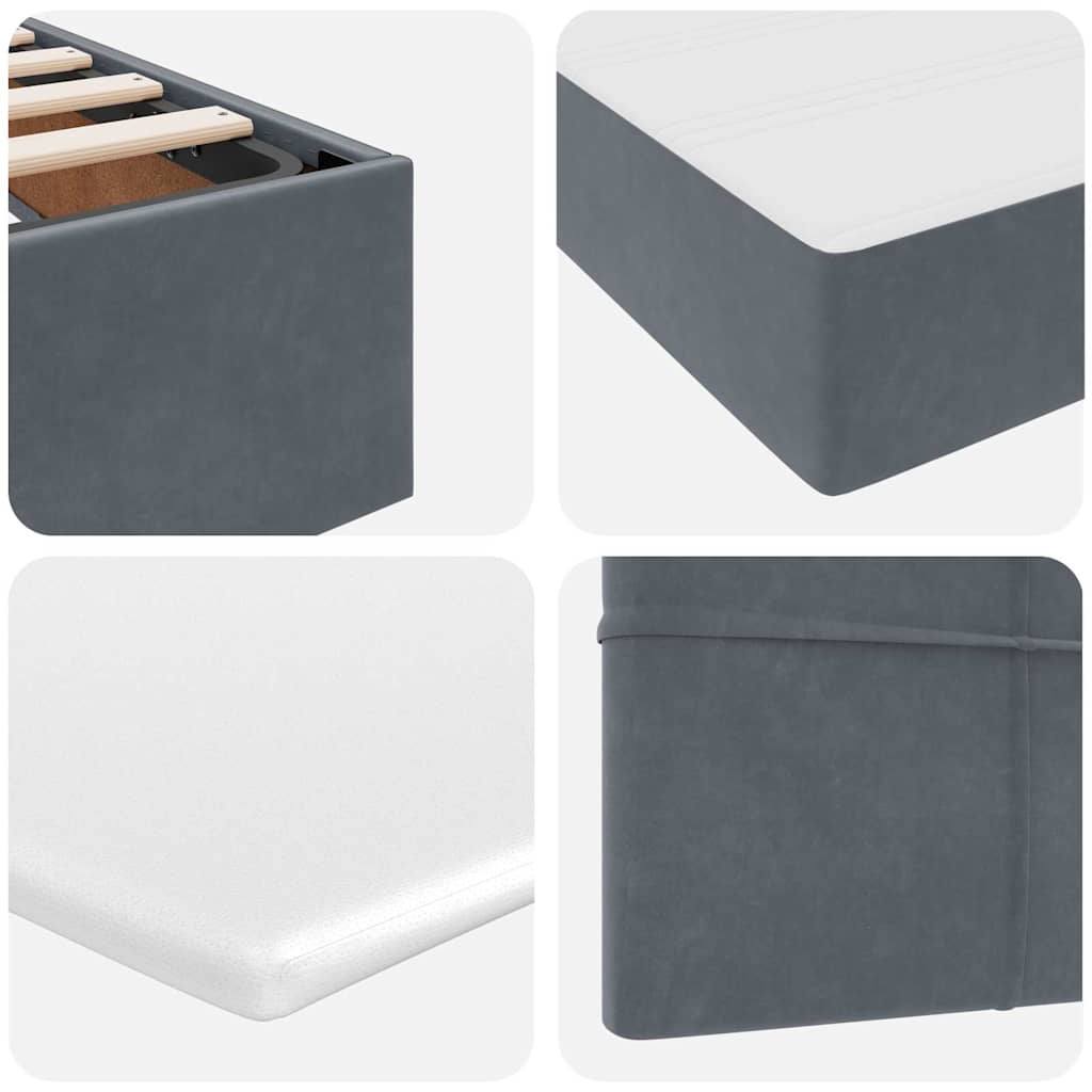 LED krevet za pohranu s madracem Tamnosiva 120 x 200 cm Baršun