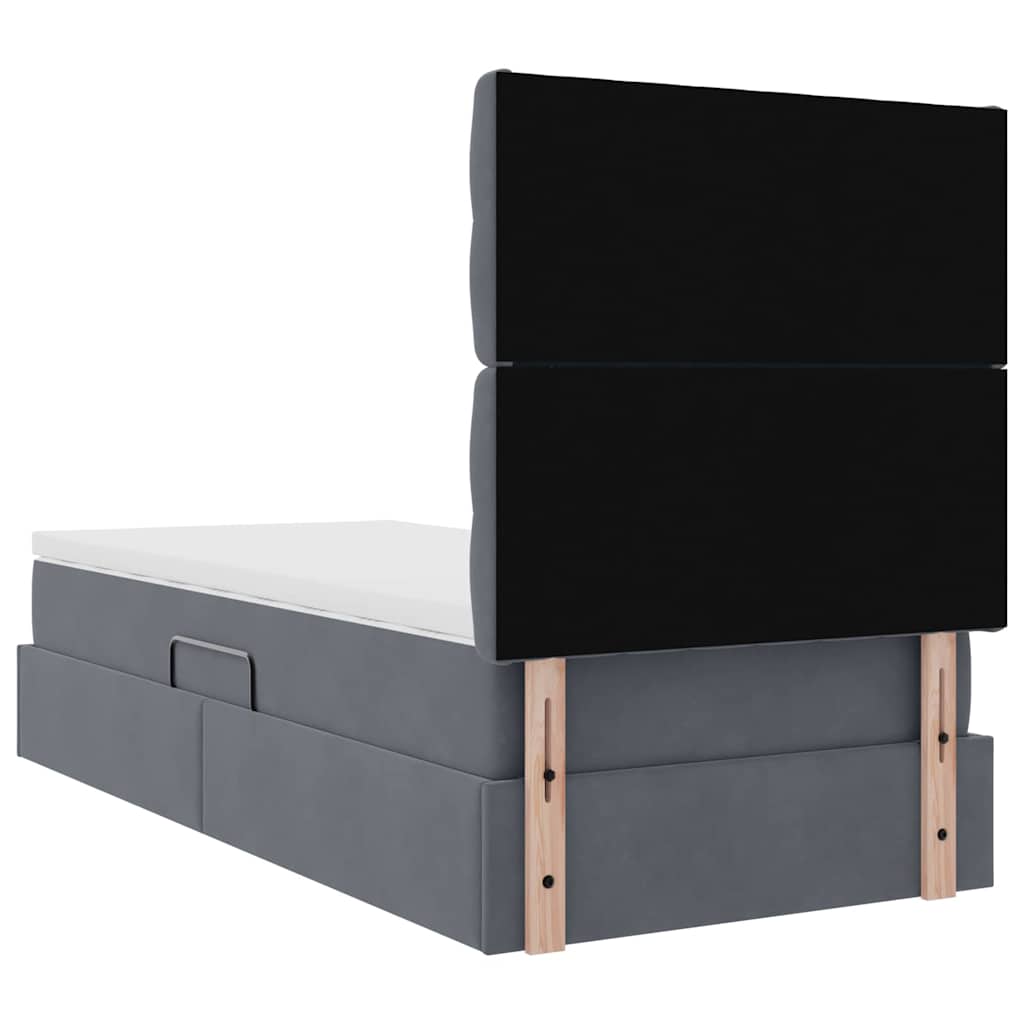 LED krevet za pohranu s madracem Tamnosiva 100 x 200 cm Baršun