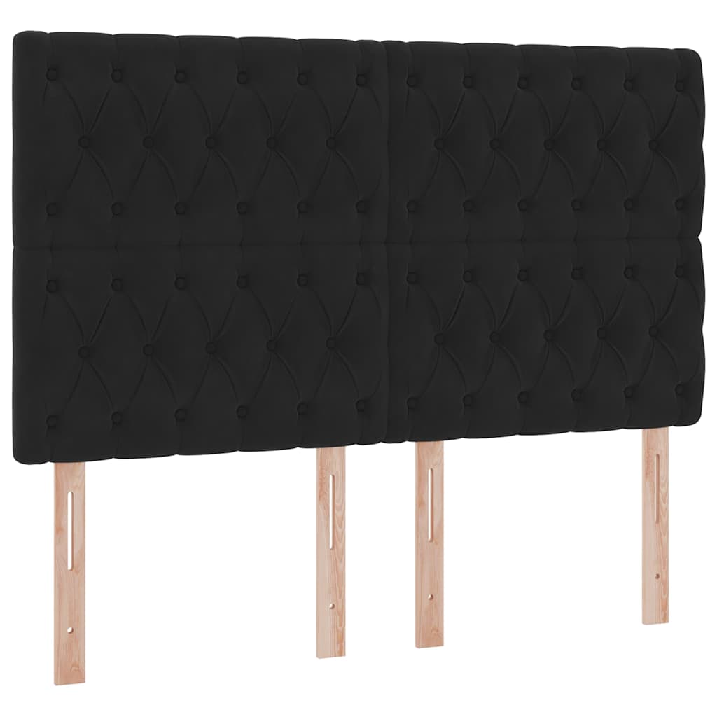 LED krevet za pohranu s madracem Crna 140 x 200 cm Baršun