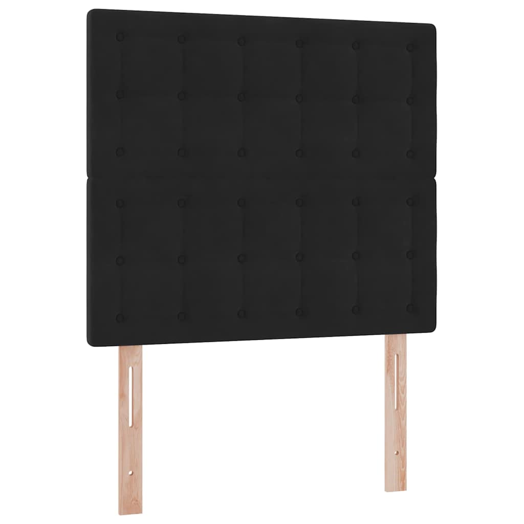 LED krevet za pohranu s madracem Crna 90 x 190 cm Baršun
