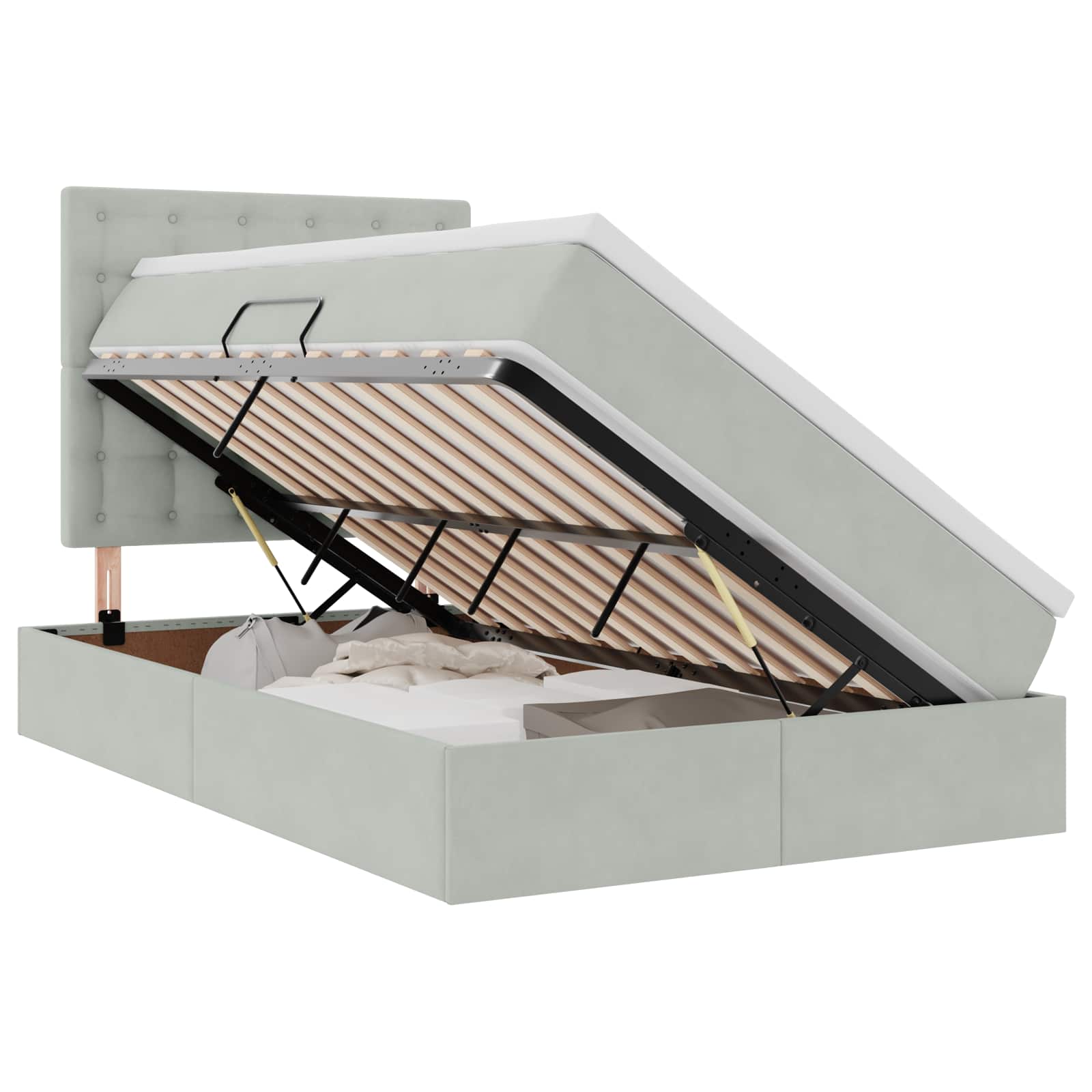 LED krevet za pohranu s madracem Svjetlosiva 120 x 190 cm