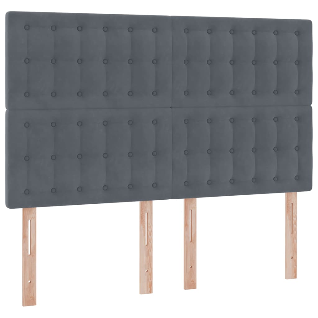 LED krevet za pohranu s madracem Tamnosiva 140 x 200 cm Baršun