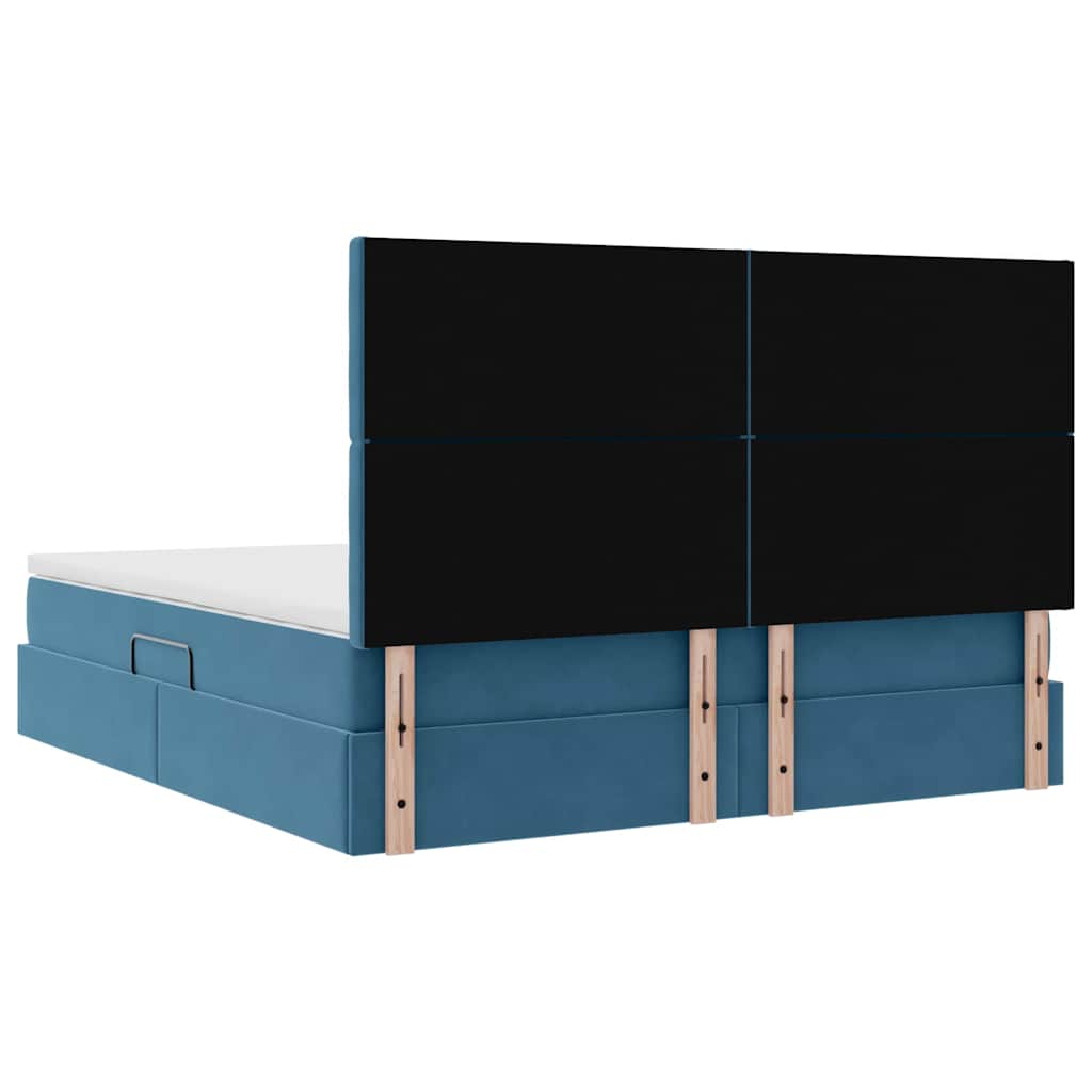 LED krevet za pohranu s madracem Tamno plava 160 x 200 cm