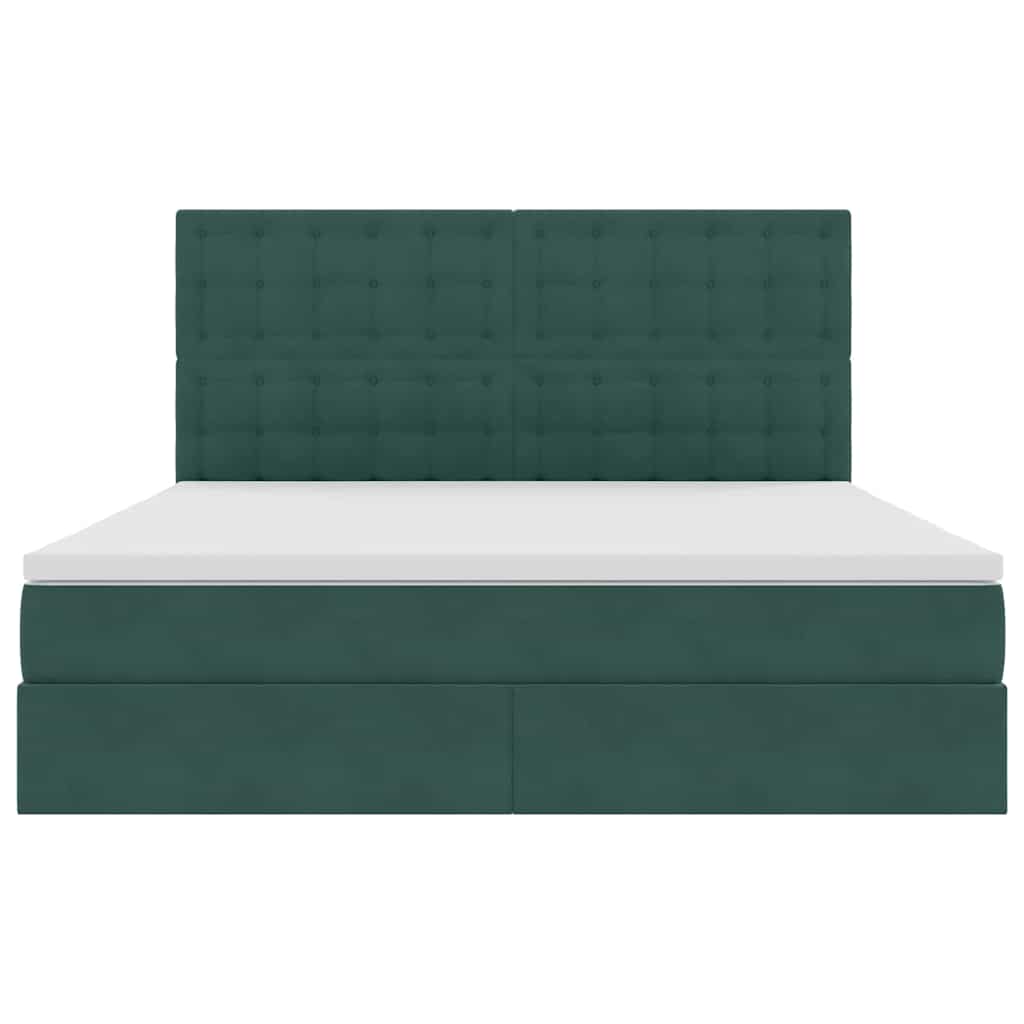 LED krevet za pohranu s madracem Tamnozelena 180 x 200 cm
