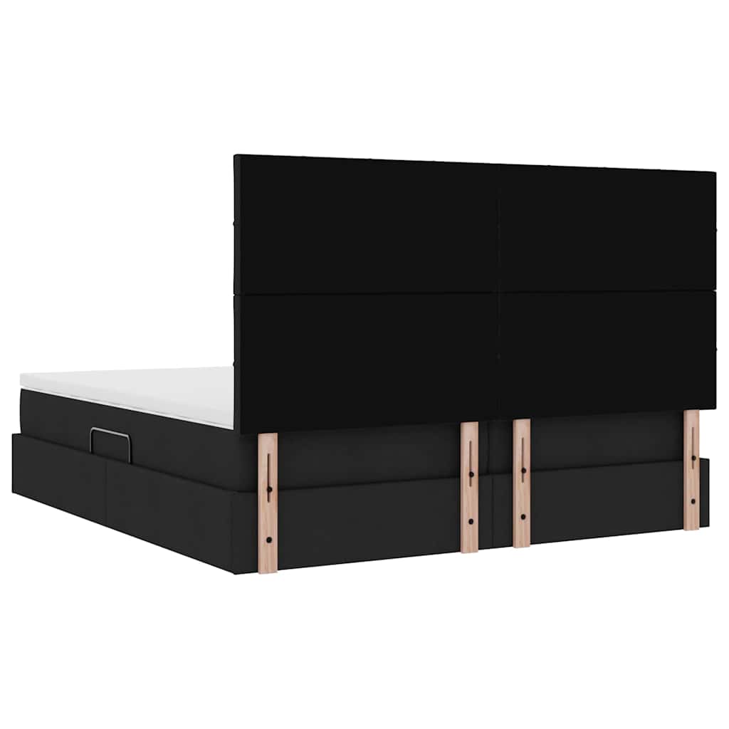 LED krevet za pohranu s madracem Crna 180 x 200 cm Tkanina