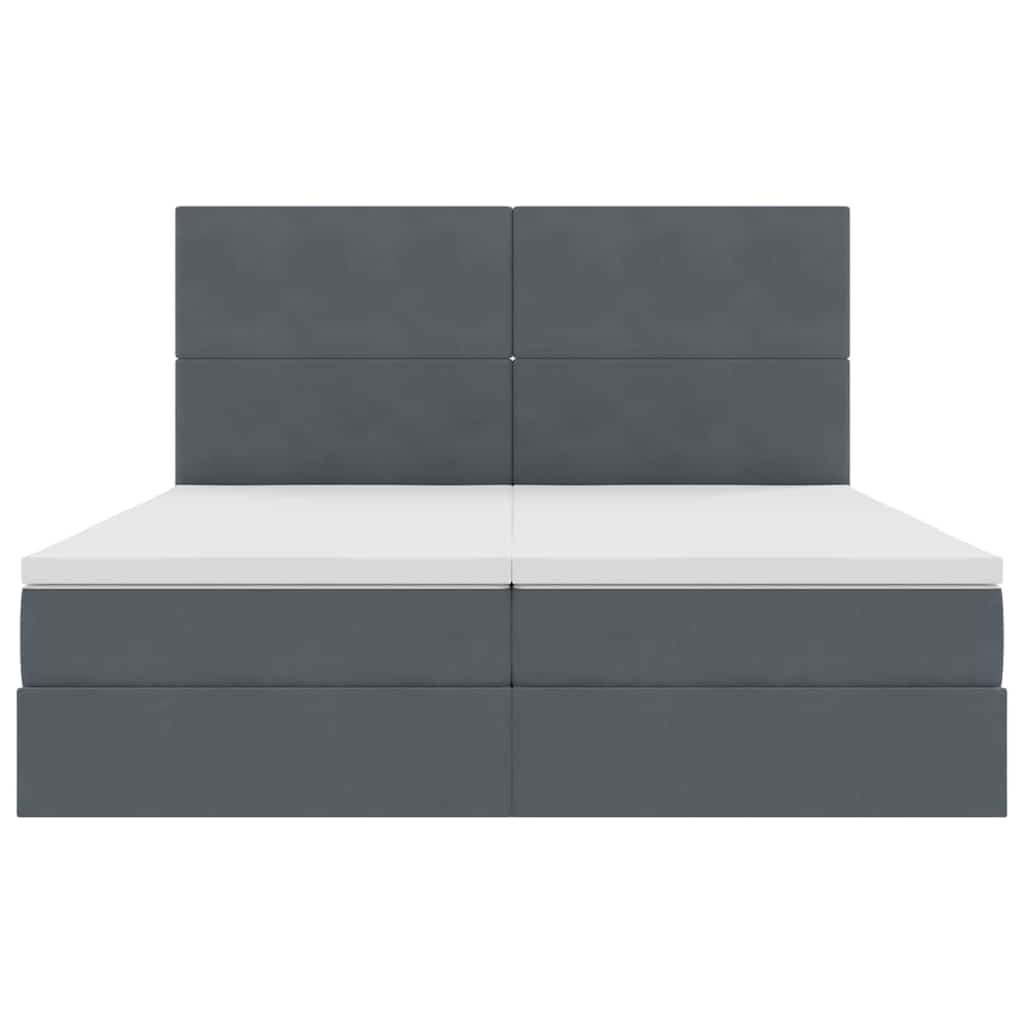 LED krevet za pohranu s madracem Tamnosiva 180 x 200 cm Baršun