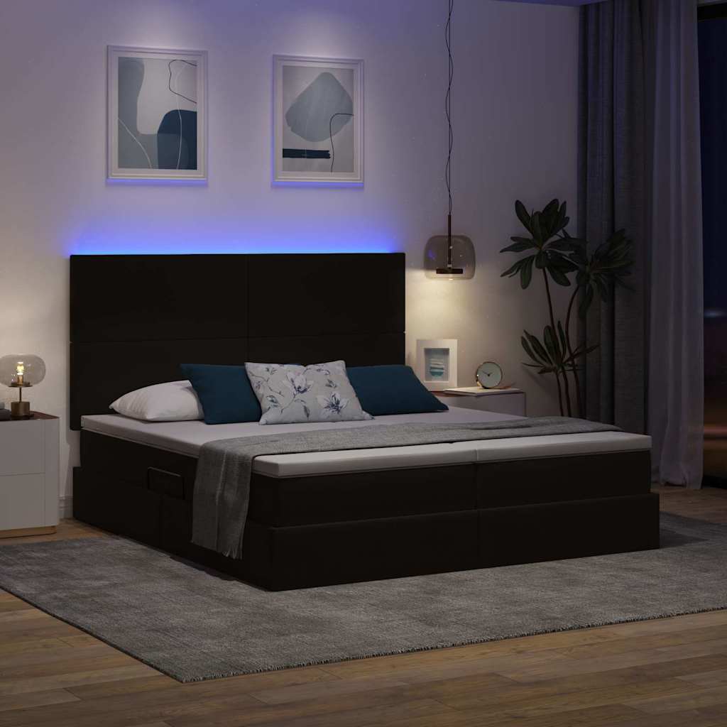 Krevet s LED trakama s uzglavljem Crna 180 x 200 cm Baršun