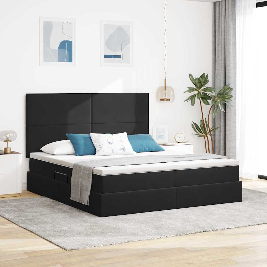 Krevet s LED trakama s uzglavljem Crna 180 x 200 cm Baršun