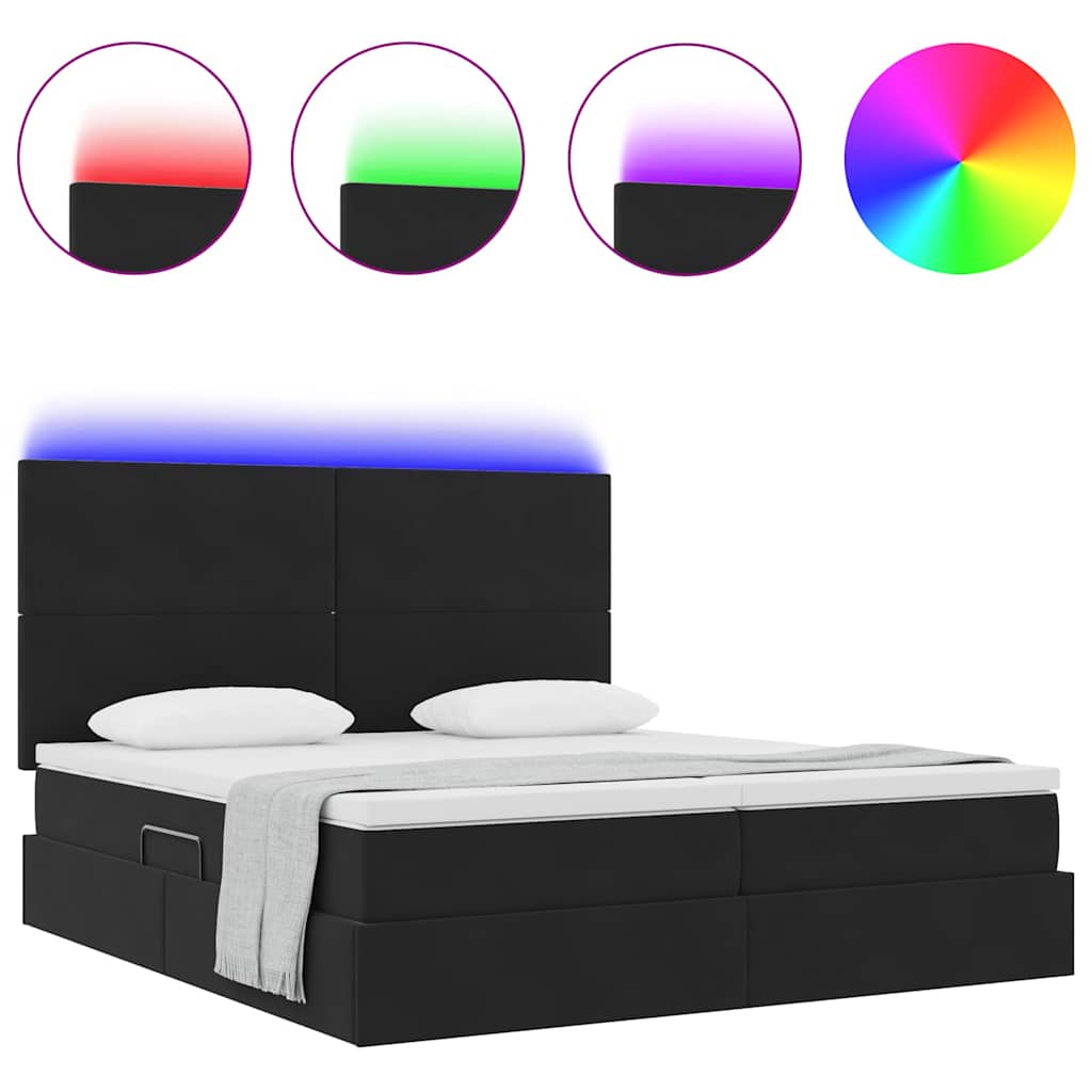 Krevet s LED trakama s uzglavljem Crna 180 x 200 cm Baršun