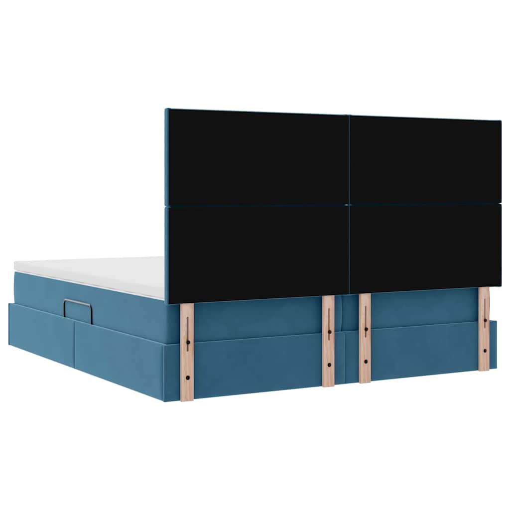 LED krevet za pohranu s madracem Tamno plava 180 x 200 cm