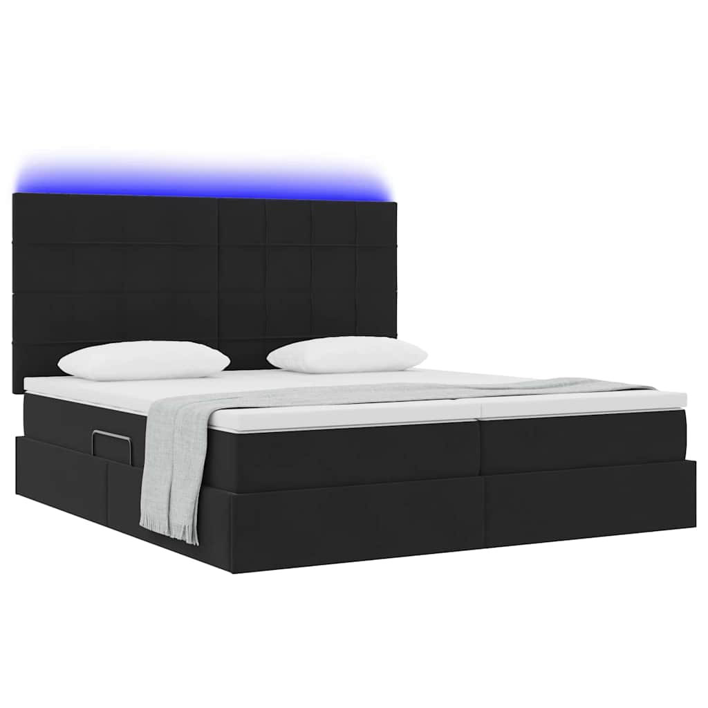 Krevet s LED trakama s uzglavljem Crna 180 x 200 cm Baršun