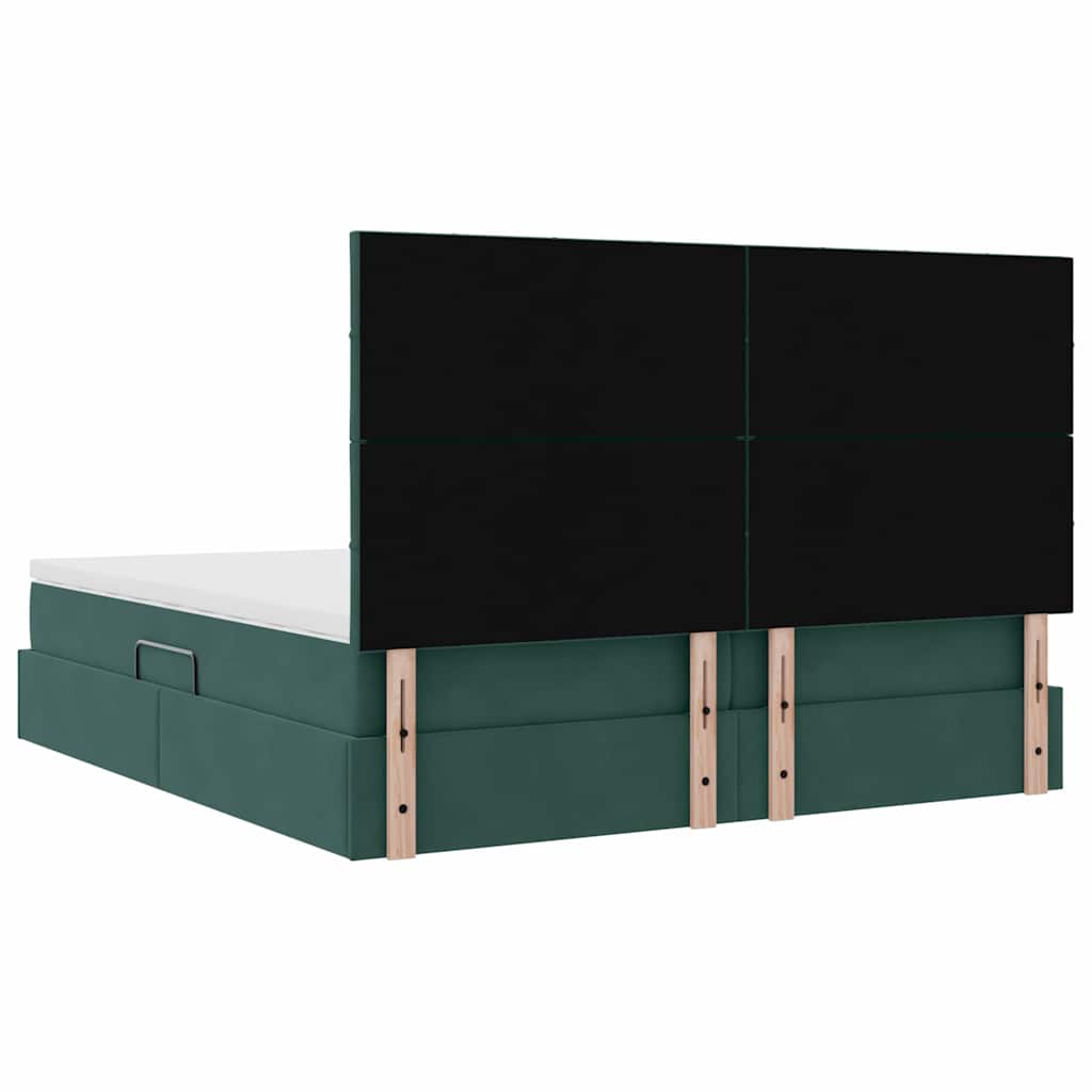 LED krevet za pohranu s madracem Tamnozelena 180 x 200 cm