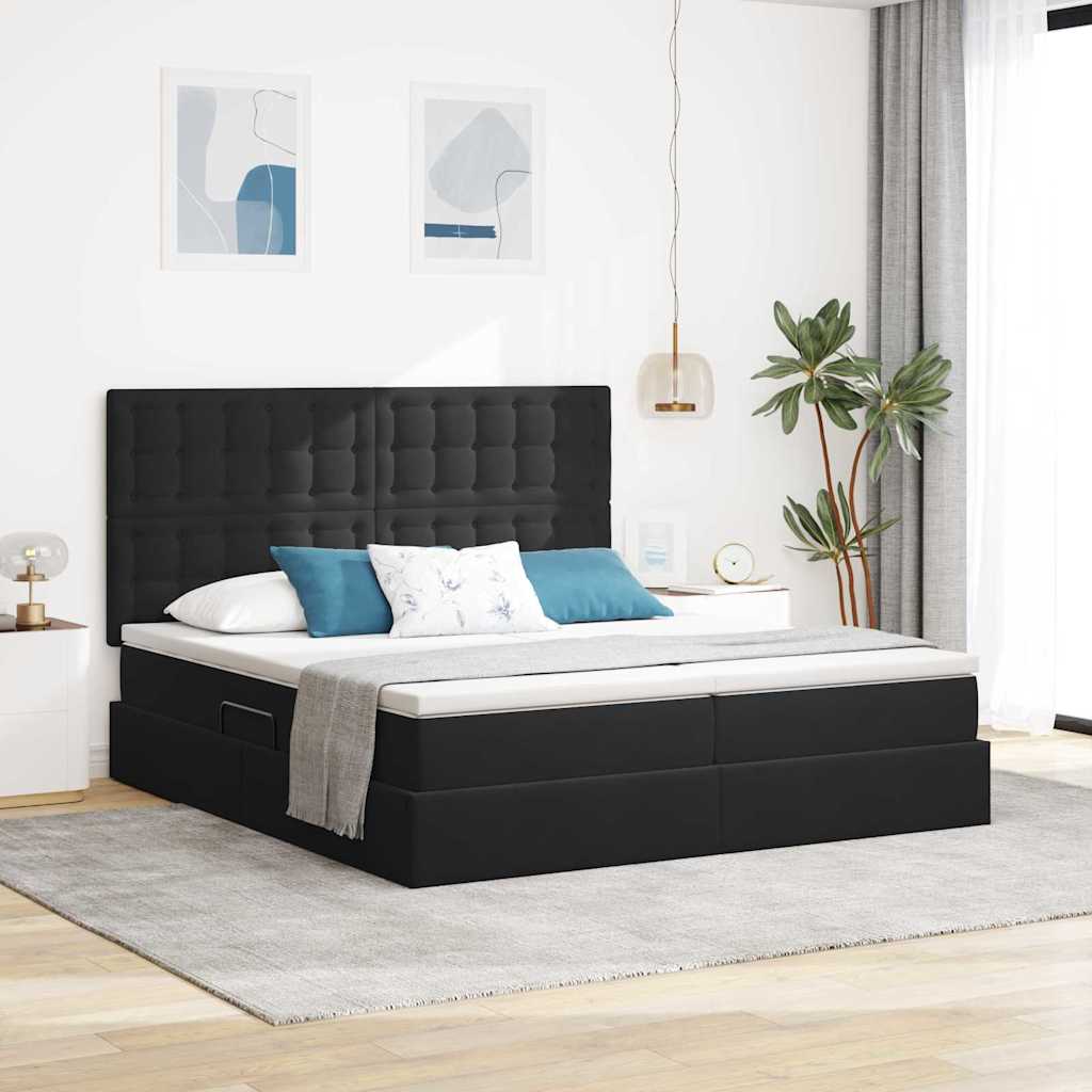 Krevet s LED trakama s uzglavljem Crna 180 x 200 cm Baršun