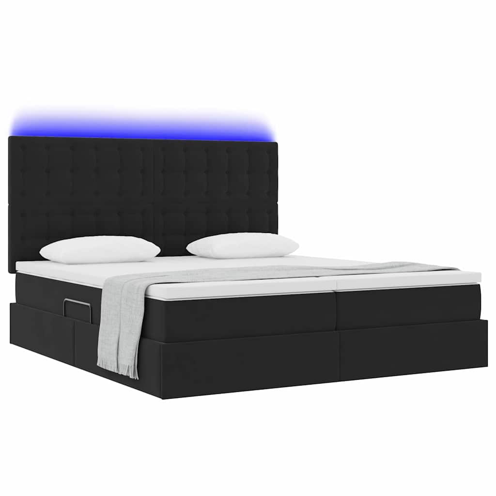 Krevet s LED trakama s uzglavljem Crna 180 x 200 cm Baršun