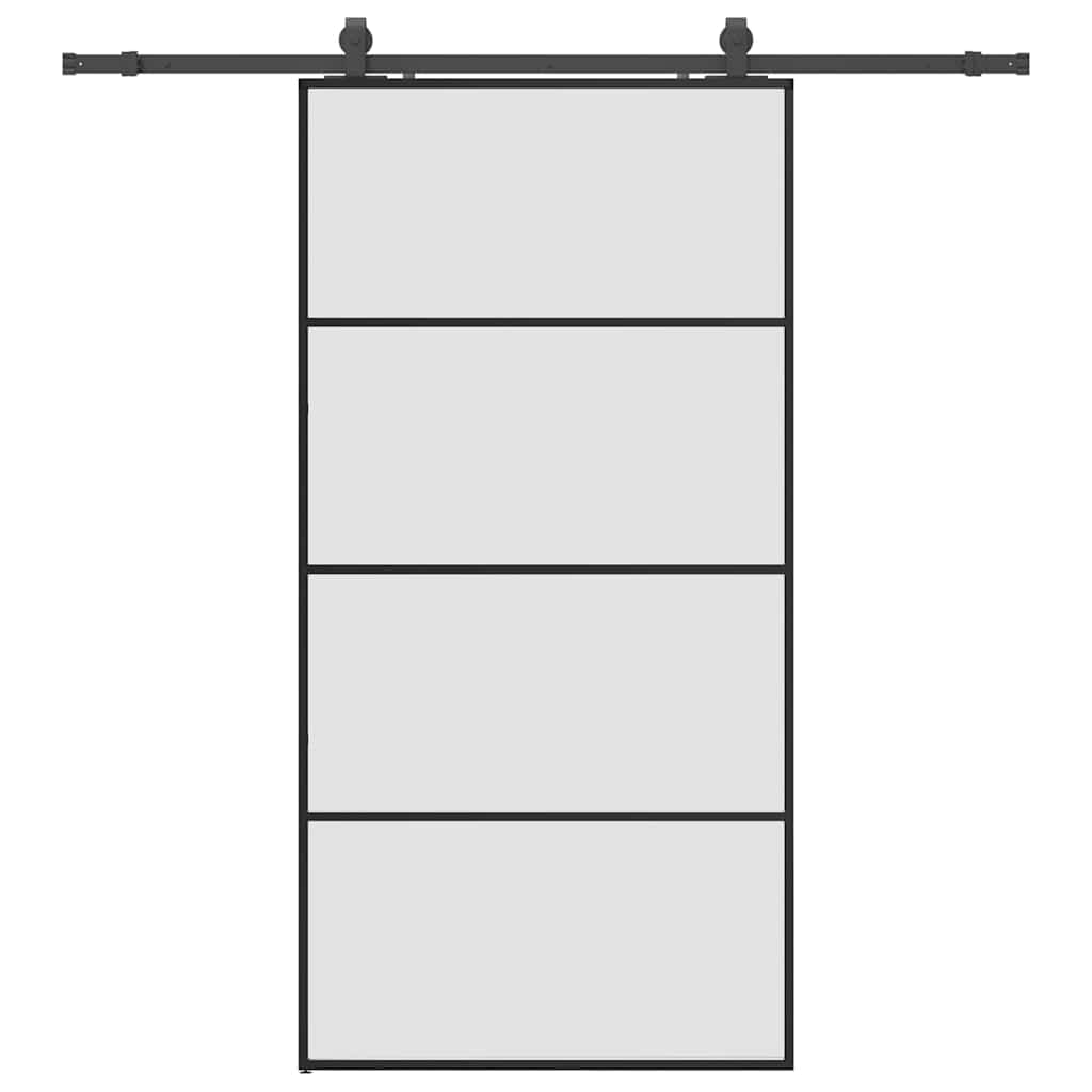 Klizna vrata s okovima crna 102,5x205 cm ESG staklo