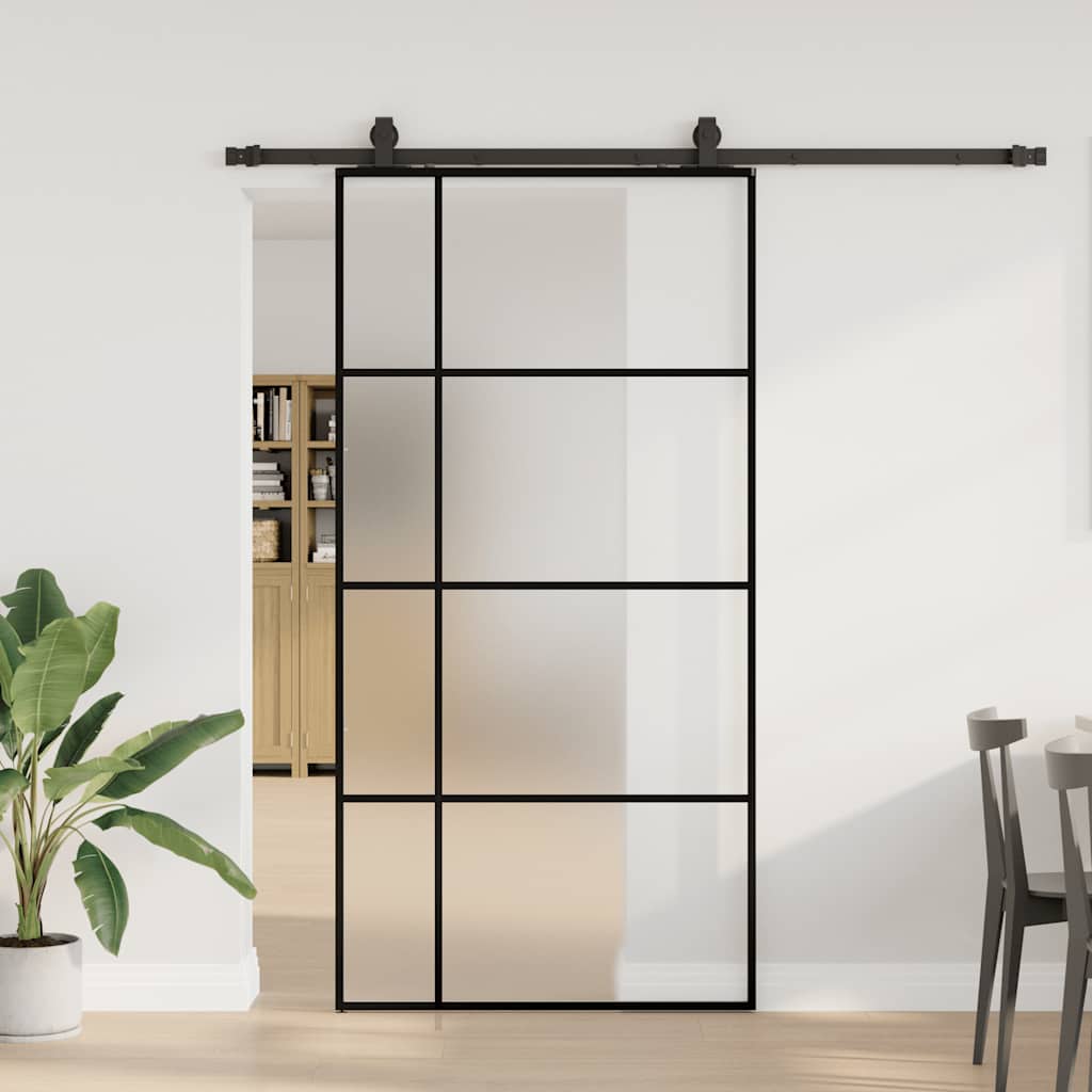 Klizna vrata s okovima crna 102,5x205 cm ESG staklo