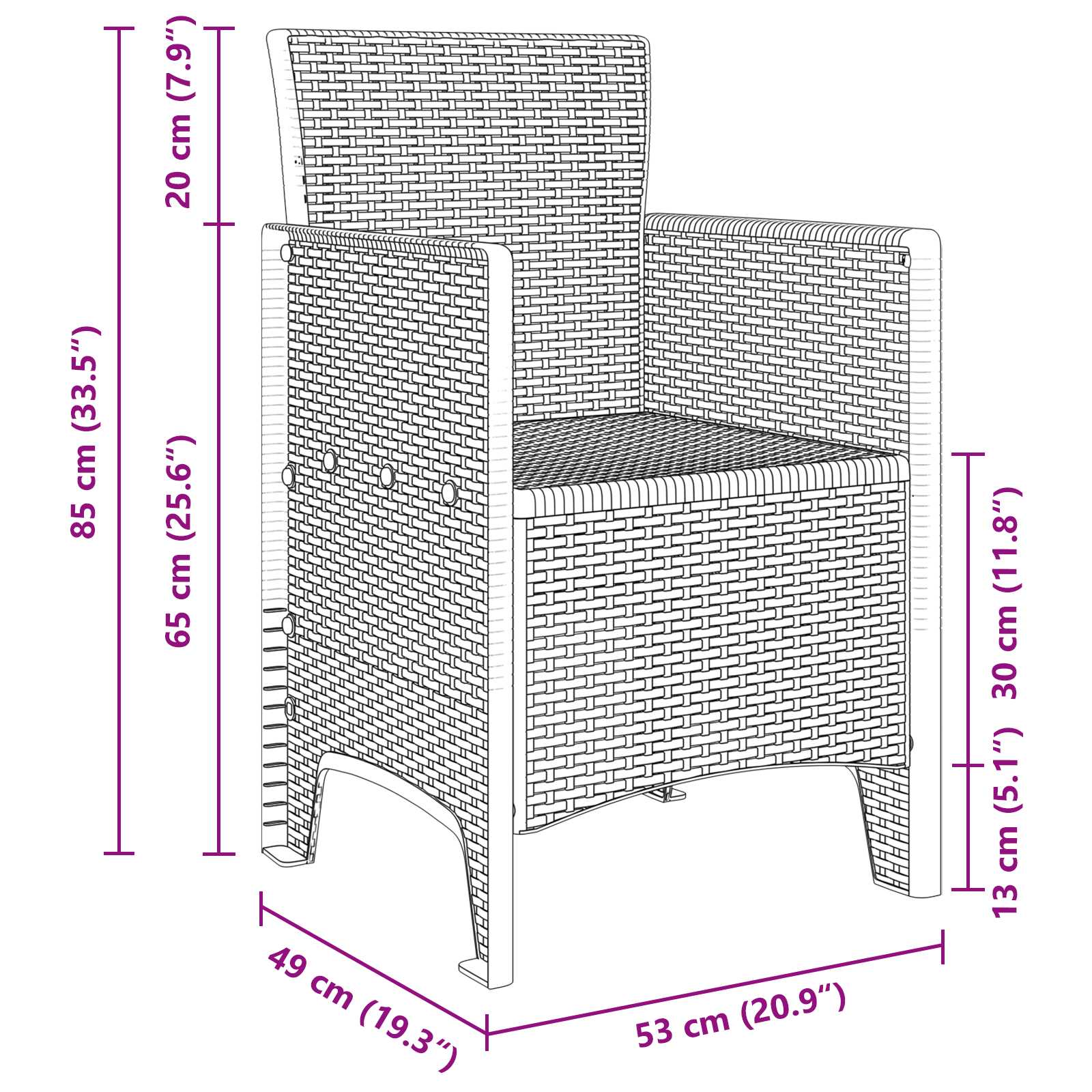 Vrtni set za objed 3 pcs Smeđa Polipropilen