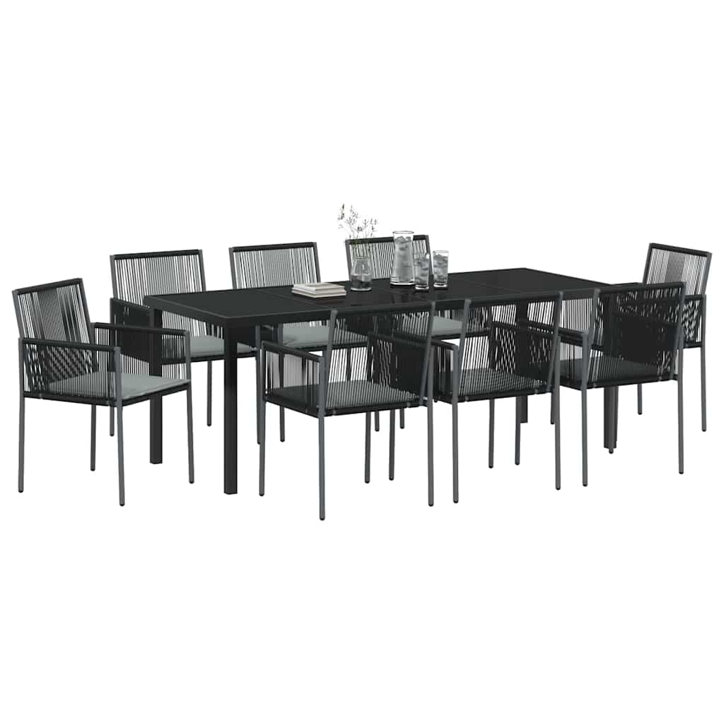 Vrtni set za objed 9 pcs Crna PE ratan