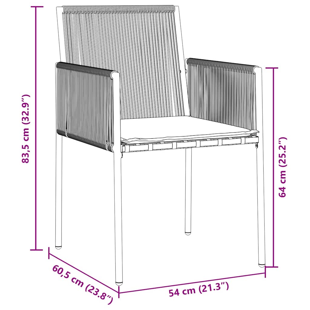 Vrtni set za objed 9 pcs Crna PE ratan