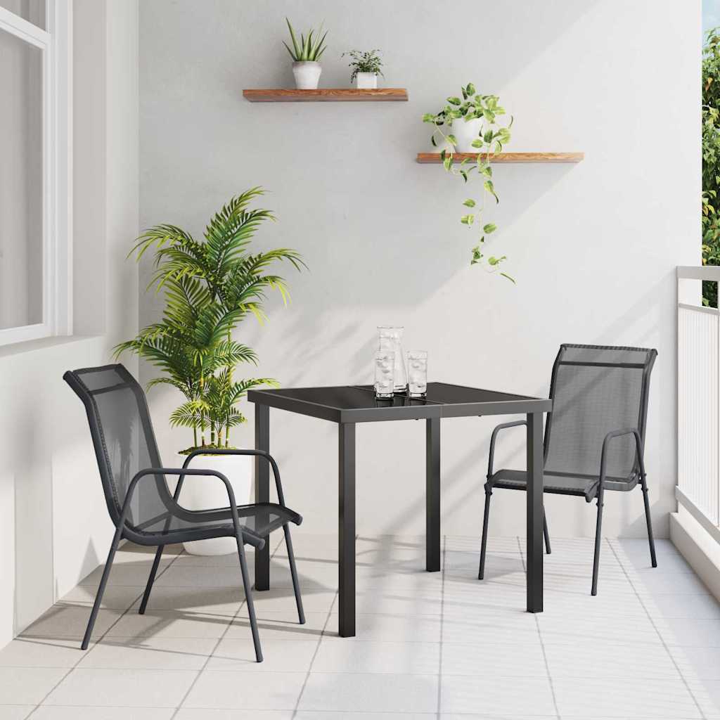 Vrtni set za objed 3 pcs Crna Čelik s prahom premazan