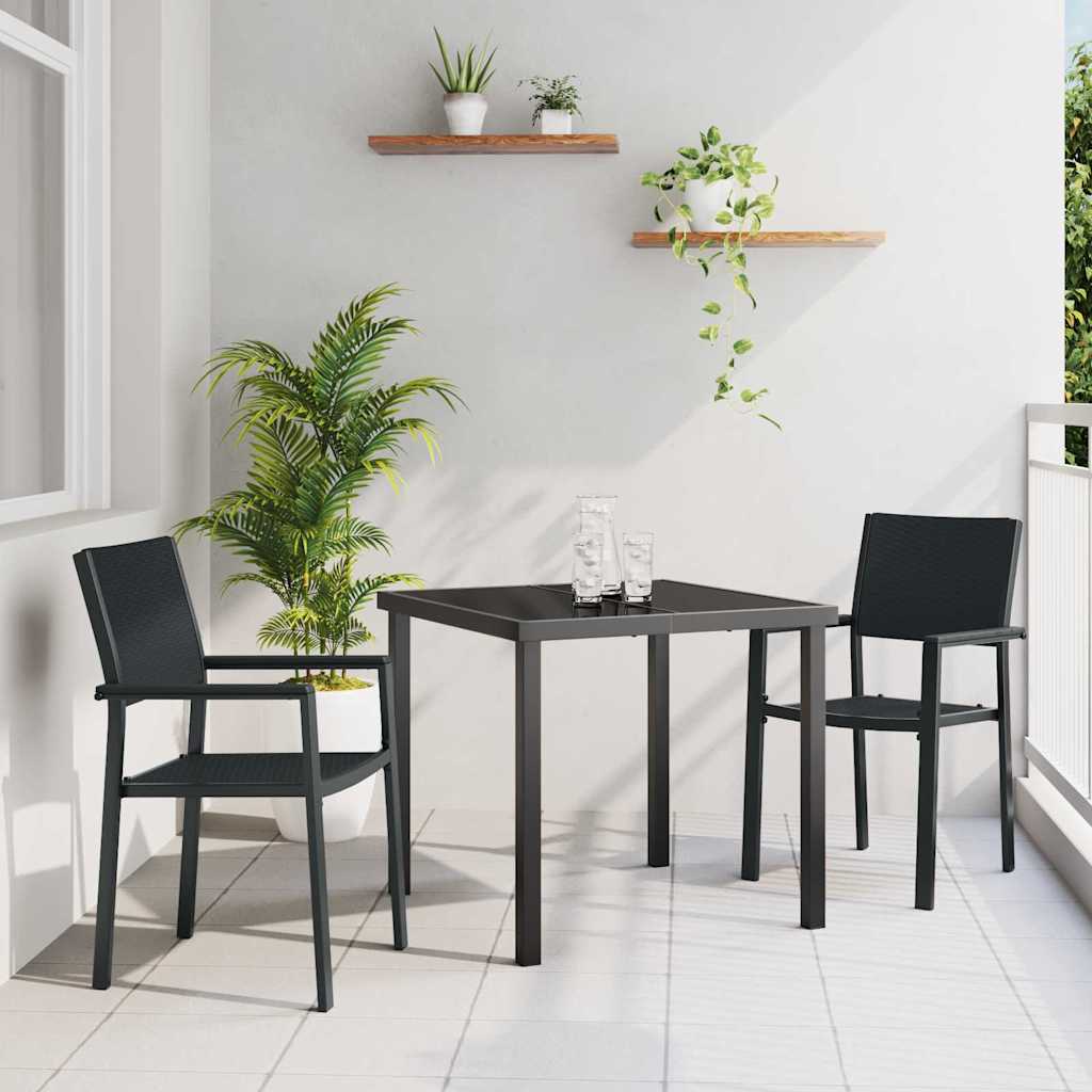 Vrtni set za objed 3 pcs Crna Čelik s prahom premazan