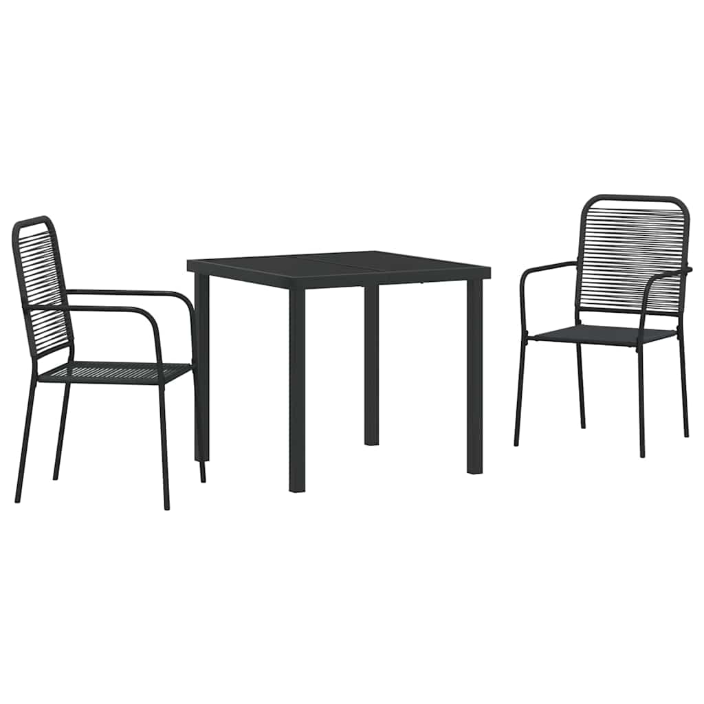 Vrtni set za objed 3 pcs Crna Čelik s prahom premazan