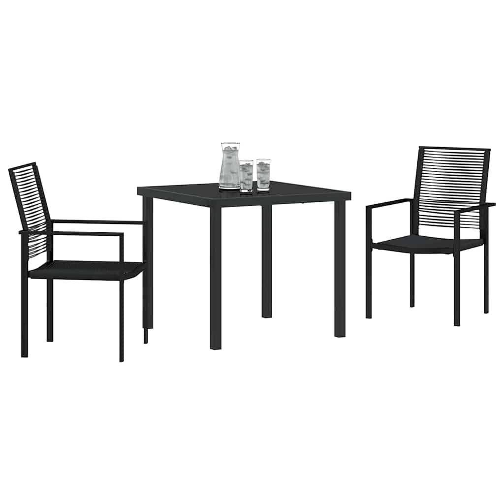 Vrtni set za objed 3 pcs Crna Čelik s prahom premazan